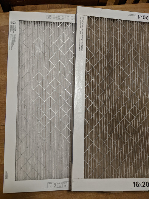 Clean filter vs. after 24hr of use