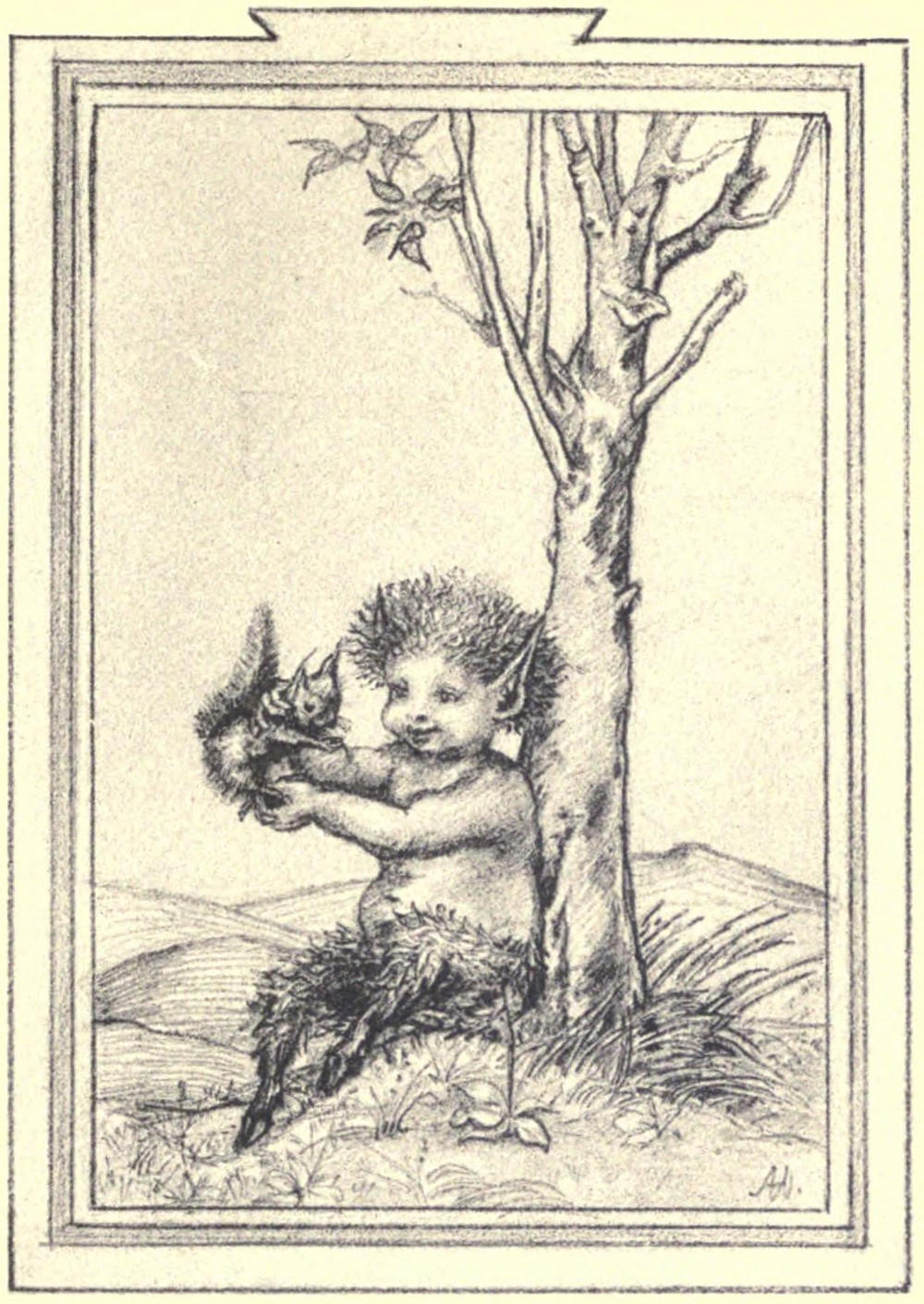 Illustration: One child held a squirrel between his hands