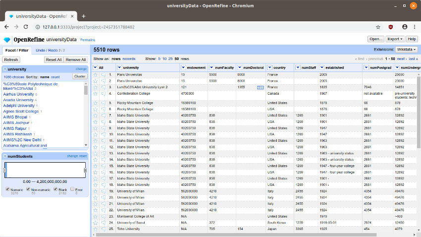 openrefine interface