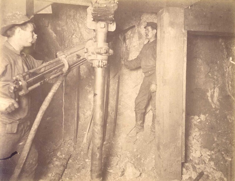 Mt Con 550 level East.  Showing drilling machine in operation.