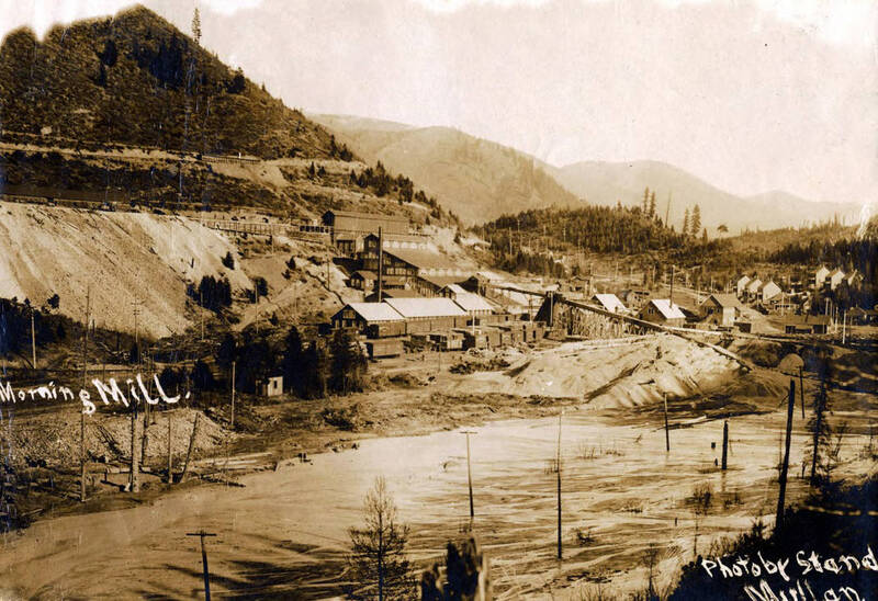 View of Morning Mill and river. Mullan, Idaho.