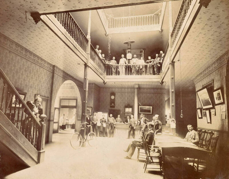 Interior view of Moscow Hotel (1891- ). Moscow, Idaho.