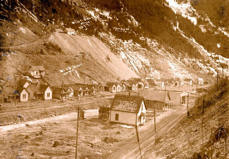 View of town of Black Bear, Idaho and Black Bear Mine.