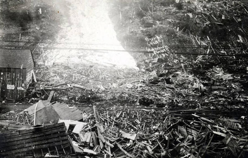 Damage from snowslide. Burke, Idaho.