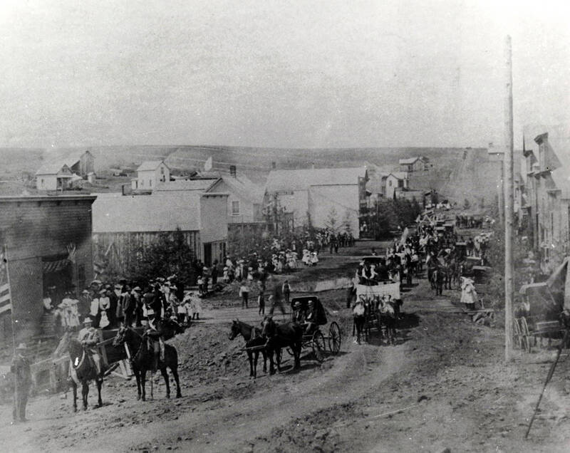 4th of July parade looking west on Main Street. Mohler, Idaho.