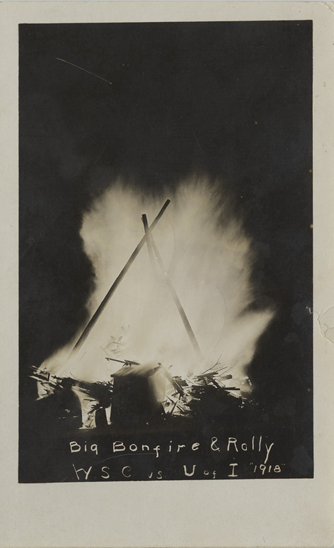 Big bonfire and rally. WSC vs. UofI. University of Idaho.