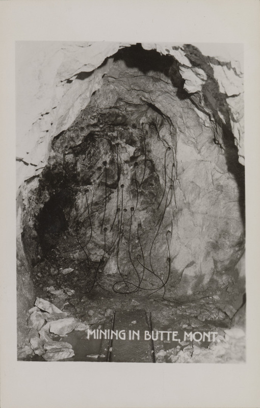 Postcard of the inside of a mine in Butte, Montana.