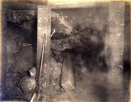 High ore 300 ft. level West Showing ore after blasting