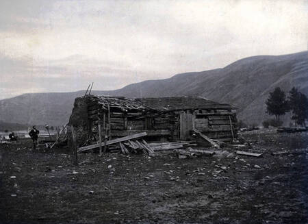 First house known to be occupied by white family in Idaho. View towards southeast