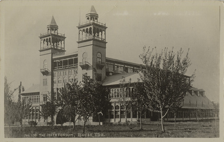 Postcard is a photograph of a geothermal swimming pool that was located in Boise, Idaho.