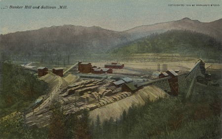 Postcard of the Bunker Hill and Sullivan Mills near Kellogg, Idaho.