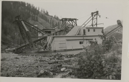 Postcard of a dredge in Idaho.