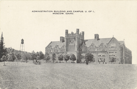 Postcard of the Administration Building on the University of Idaho campus in Moscow, Idaho.