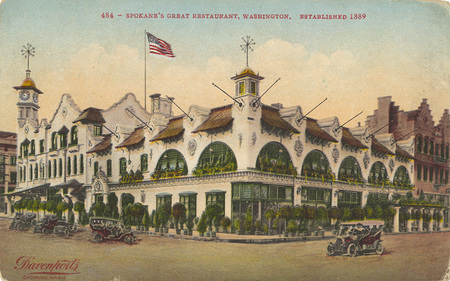 Postcard is of the Davenport Hotel's Restaurant in Spokane, Washington.