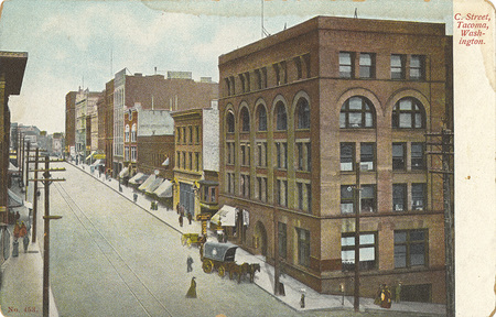 Postcard is a historic view of C street in Tacoma, Washington. | C. Street, Tacoma, Washington.